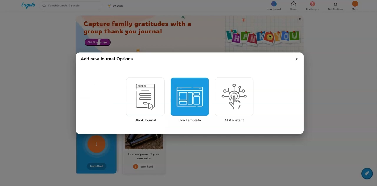 How to use journal templates on Lugelo