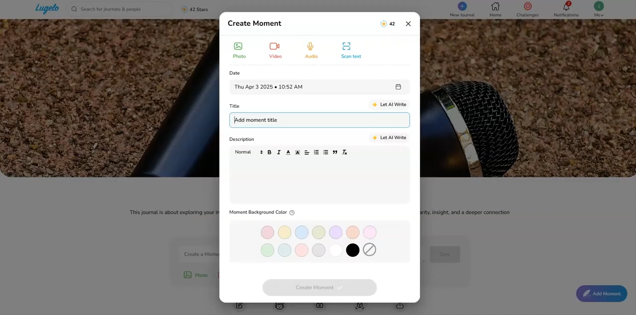 How to add moments to your journal story